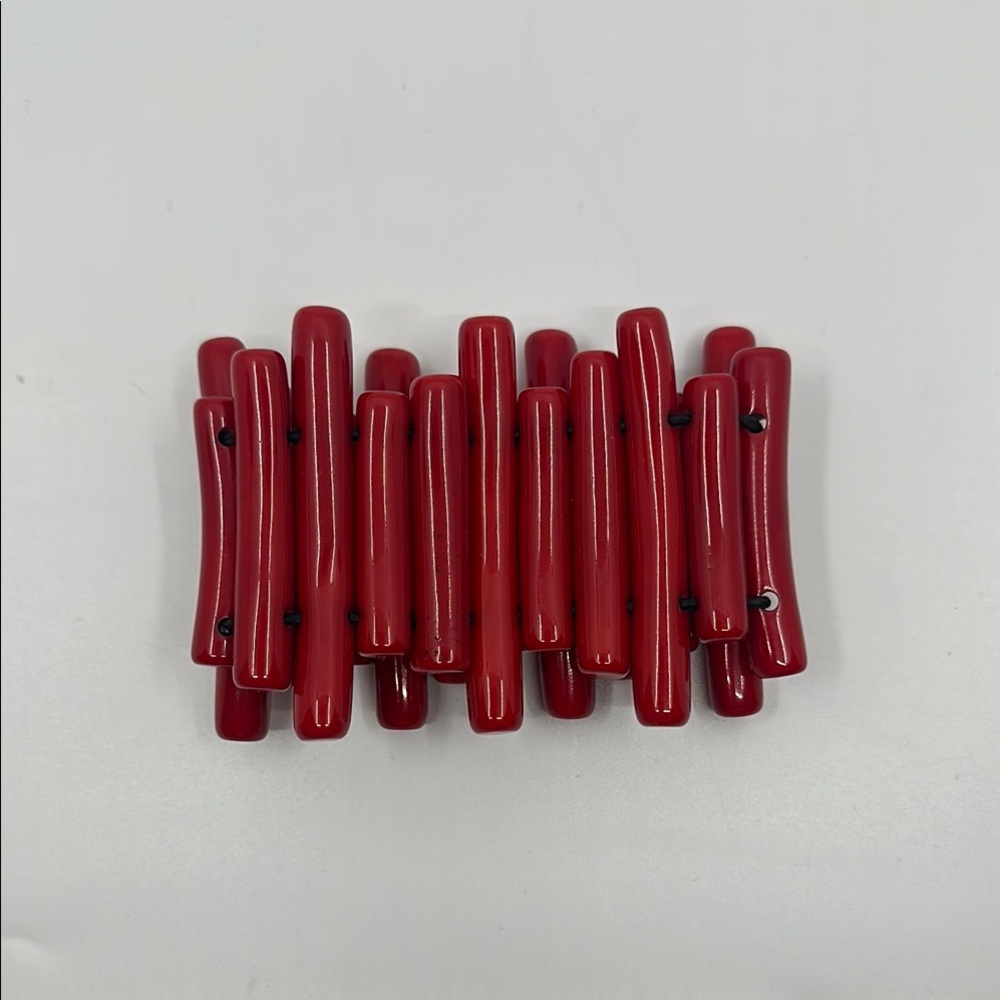 Fabulous Red Chucky Lucite Stretch Bracelet